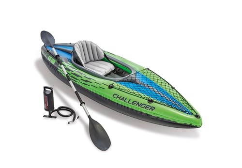 Intex Challenger K1 Kayak, 1-Person Inflatable Kayak Set with Aluminum Oars and High Output Air Pump